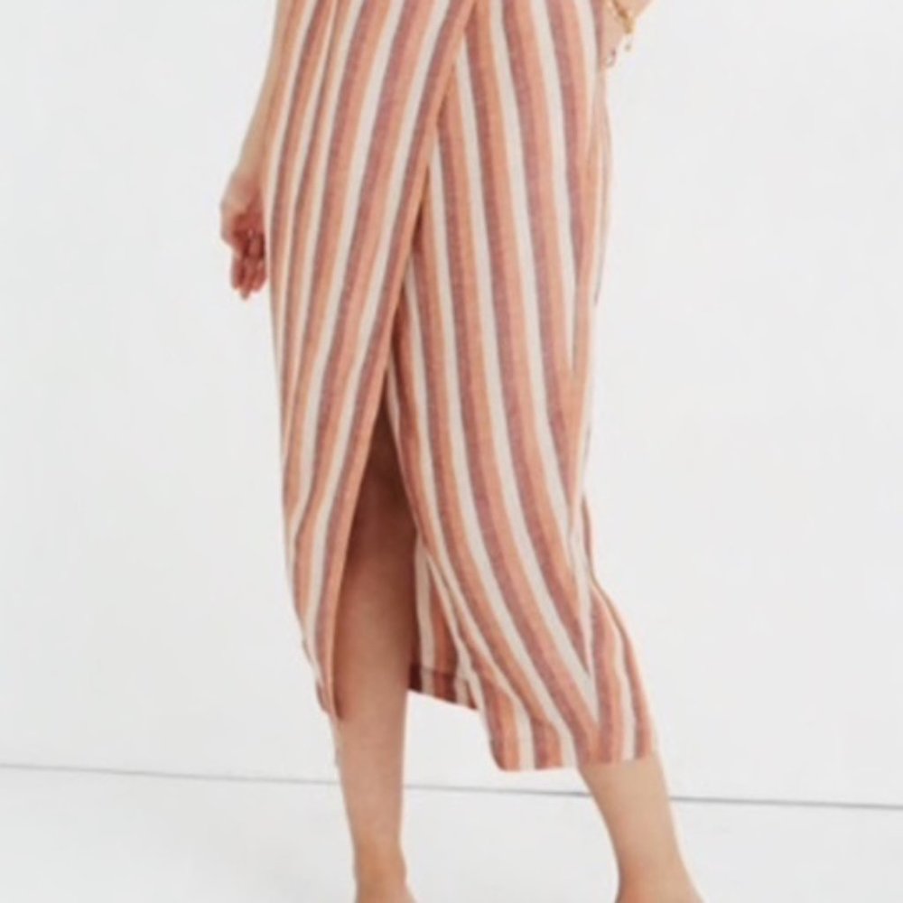 NWT Madewell Striped Pull-On Wrap Midi Skirt (S) - Picture 5 of 7